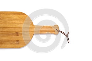 kitchen wooden cutting board isolated on white background. space for text