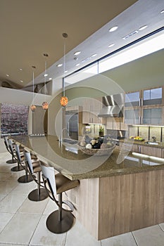 Kitchen Worktop And Barstools At Home