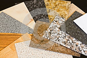 Kitchen worktop sample swatches