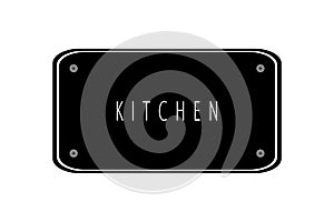 Kitchen written on a blackboard on a white background