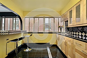 Kitchen with yellow walls