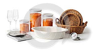 Kitchenware and Cooking Essentials Isolated on White Background