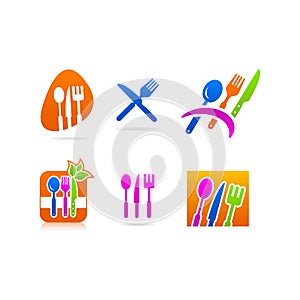 Kitchenware fork knife spoon icon logo