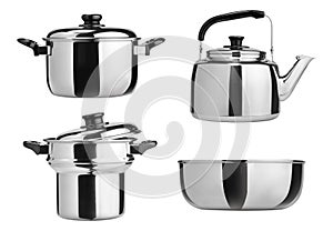 Kitchenware. Group of stainless steel kitchenware