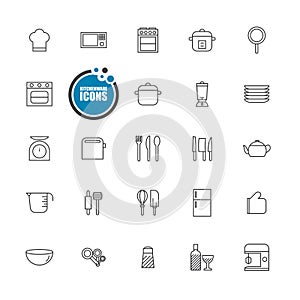 Kitchenware icons line set