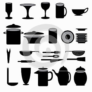 Kitchenware symbols collection vector illustration