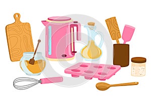 Kitchenware, utensils, household tools composition. Kitchen ware