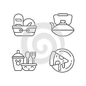Kitcken dinnerware linear icons set photo