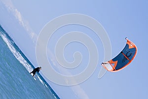 Kite boarder enjoy surfing