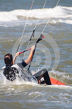 Kite boarder at sea