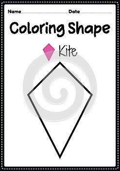 Kite coloring page for preschool, kindergarten & Montessori kids to practice visual art drawing and coloring activities