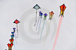 Kite festival.Kites in the sky in Atlantic ocean