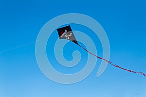 Kite flying in the air against clear blue sky