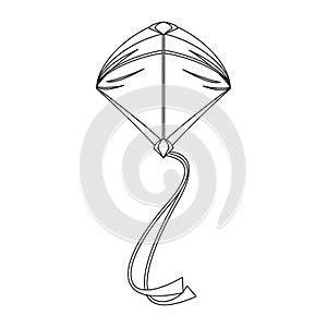 Kite flying isolated cartoon symbol in black and white