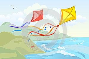 Kite flying over the sea