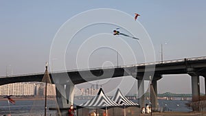 Kite flying in Seoul, South Korea