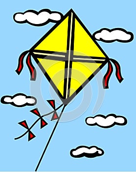 Kite flying in the sky vector illustration
