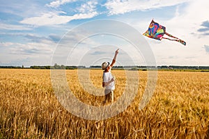 Kite in hand against the blue sky in summer, flying kite launching, fun summer vacation, under the field, freedom