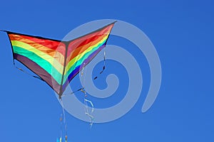 Kite. A kite flying against a blue sky. International Kite Day.
