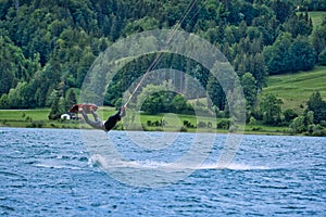 Kite kiting jump trick sea lake windy