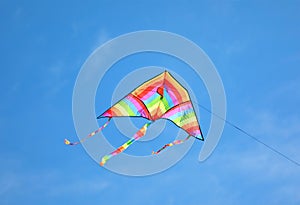 Kite with rainbow colors flying in the sky symbol of hope joy brotherhood photo
