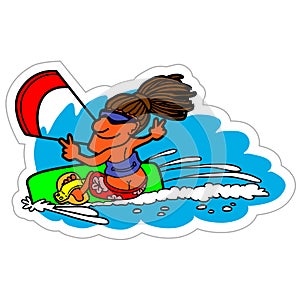 Kite sticker. Vector illustration