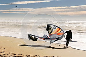Kite surfer on the beach