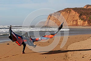 Kite surfer on the beach
