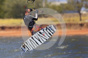 Kite surfer with cool looking surf board