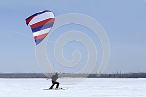 Kite-surfer on ice