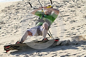 Kite Surfing On The Sand