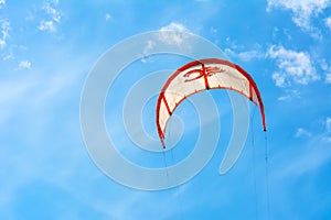 Kite surfing in the sky with beautiful clouds