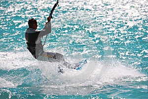 Kite surfing. sun, wind and waves