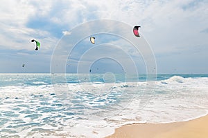 Kite surfing in waves