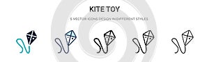 Kite toy icon in filled, thin line, outline and stroke style. Vector illustration of two colored and black kite toy vector icons
