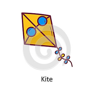 Kite vector Fill outline Icon Design illustration. Holiday Symbol on White background EPS 10 File