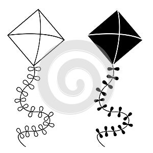 Kite vector icon set. childhood illustration sign collection. beautiful symbol.