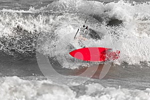 Kiteboarder at waves