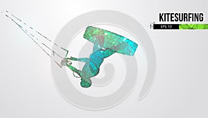 Kiteboarding, hydrofoil. Silhouette of a kitesurfer. Freeride competition. Vector illustration. Thanks for watching