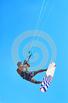 Kiteboarding, Kitesurfing. Extreme Water Sports. Surfer Air Action Summer Hobby