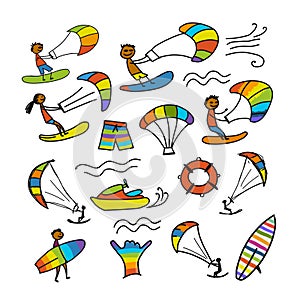 Kiteboarding, sketch for your design photo