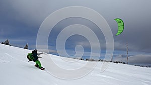 Kiteskiing in Martinske hole, Mala Fatra, Slovakia