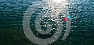 Kitesurfer in action, aerial