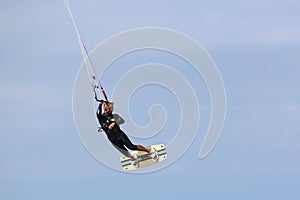 Kitesurfer jumping