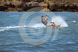 Kitesurfer jumping