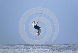 Kitesurfer jumping