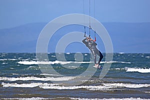 Kitesurfer jumping at Troon, Scotland