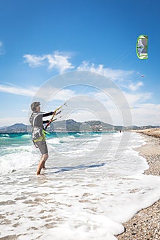 Kitesurfer on the Presqu'ile de Giens Hyeres Beach