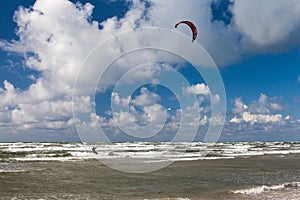 Kitesurfer and seagull