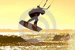 Kitesurfer sunset